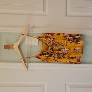 Mustard orange floral tank with BOW